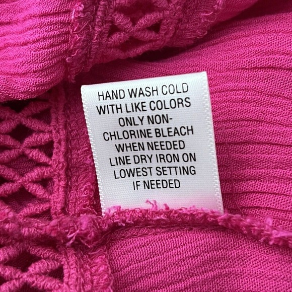 New Directions Shirt Womens XL Pink Crochet Trim Barbiecore Bohemain Peasant - Picture 8 of 8